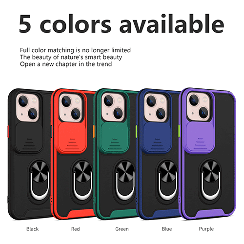 נרתיק טלפון כיסוי מצלמה שקף עם מחזיק טבעת